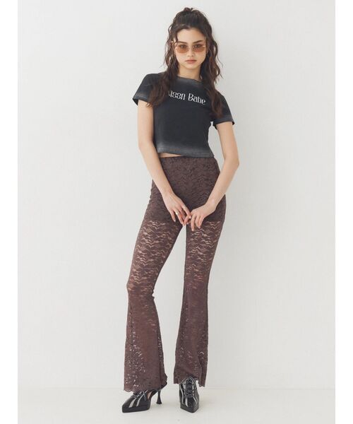 EVRIS(エヴリス)の「【ウエストゴム・2サイズ】レースフレアパンツ(その他パンツ・レディース・ブラウン/ブラック・MEDIUM/SMALL)」の7枚目の写真