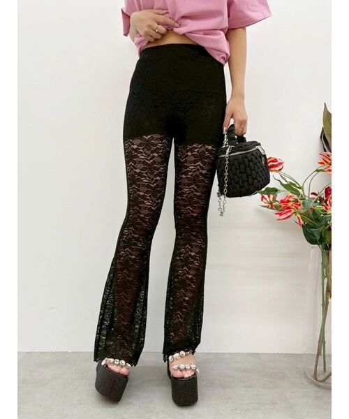 EVRIS(エヴリス)の「【ウエストゴム・2サイズ】レースフレアパンツ(その他パンツ・レディース・ブラウン/ブラック・MEDIUM/SMALL)」の11枚目の写真