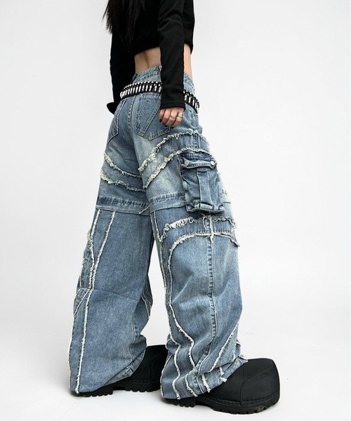 mushwear(マッシュウェア)の「フリンジカットデニムパンツ(デニムパンツ・メンズ・ブラック/ブルー・SMALL/MEDIUM/LARGE/X-LARGE)」の4枚目の写真