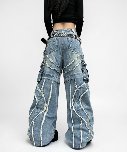 mushwear（マッシュウェア）の「フリンジカットデニムパンツ（デニムパンツ・メンズ・ブラック/ブルー・SMALL/MEDIUM/LARGE/X-LARGE）」の5枚目の写真