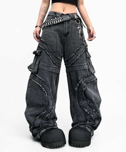 mushwear（マッシュウェア）の「フリンジカットデニムパンツ（デニムパンツ・メンズ・ブラック/ブルー・SMALL/MEDIUM/LARGE/X-LARGE）」の6枚目の写真