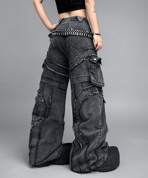 mushwear(マッシュウェア)の「フリンジカットデニムパンツ(デニムパンツ・メンズ・ブラック/ブルー・SMALL/MEDIUM/LARGE/X-LARGE)」の7枚目の写真