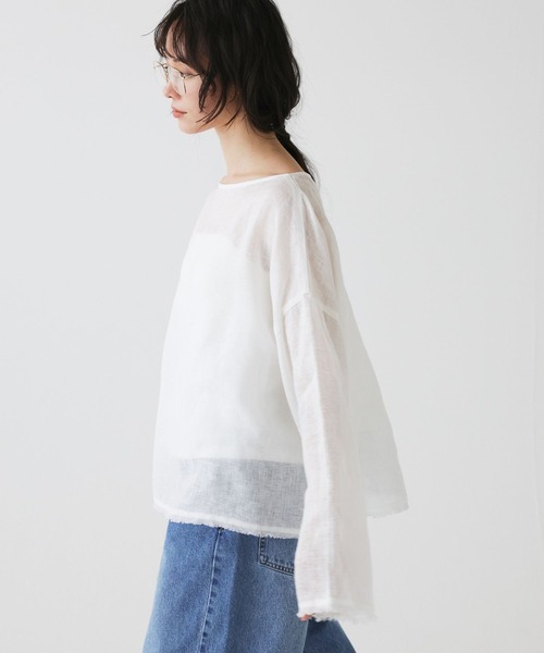 BABYLONE(バビロン)の「リネンボートネックブラウス(シャツ/ブラウス・レディース・ブラウン/ホワイト/ブラック・フリー)」の14枚目の写真