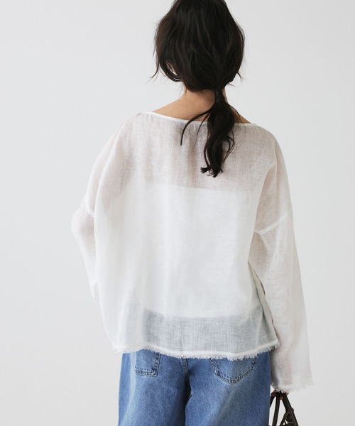 BABYLONE(バビロン)の「リネンボートネックブラウス(シャツ/ブラウス・レディース・ブラウン/ホワイト/ブラック・フリー)」の16枚目の写真