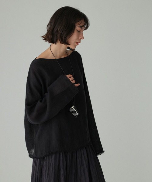 BABYLONE(バビロン)の「リネンボートネックブラウス(シャツ/ブラウス・レディース・ブラウン/ホワイト/ブラック・フリー)」の22枚目の写真