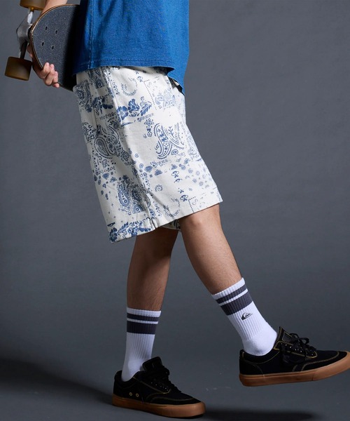 Quiksilver(クイックシルバー)の「QUIKSILVER/クイックシルバー ハーフパンツ ショートパンツ スウェットショーツ ペイズリー柄 フリース生地 セットアップ対応 QWS262004(その他パンツ・メンズ・ブルー系その他/ホワイト系その他・M/L)」の7枚目の写真