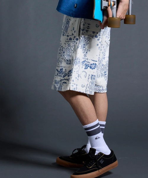 Quiksilver(クイックシルバー)の「QUIKSILVER/クイックシルバー ハーフパンツ ショートパンツ スウェットショーツ ペイズリー柄 フリース生地 セットアップ対応 QWS262004(その他パンツ・メンズ・ブルー系その他/ホワイト系その他・M/L)」の8枚目の写真