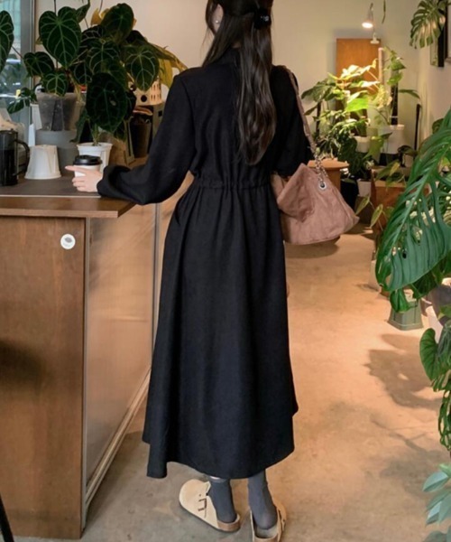semplice(センプリチェ)の「ドローコード ロングシャツワンピース(ワンピース・レディース・ブラウン/ブラック・F)」の6枚目の写真