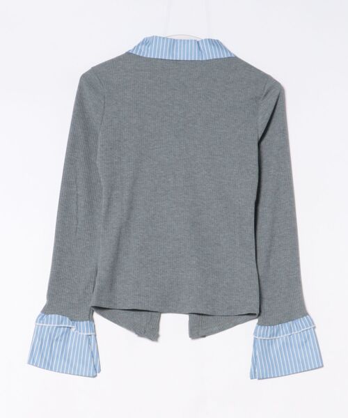 VIBGYOR(ヴィブジョー)の「【LAMPOON】ストライプフリルレイヤードトップス(その他トップス・レディース・グレー・SMALL/LARGE)」の5枚目の写真