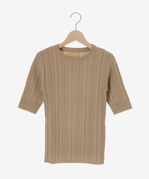 le.coeur blanc(ルクールブラン)の「《WEB限定アイテム》ランダムリブハーフスリーブトップス(Tシャツ/カットソー・レディース・ブラック/アイボリー/ブラウン/ベージュ/キャメル・38)」の8枚目の写真
