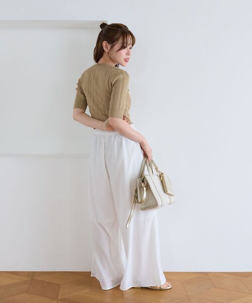 le.coeur blanc(ルクールブラン)の「《WEB限定アイテム》ランダムリブハーフスリーブトップス(Tシャツ/カットソー・レディース・ブラック/アイボリー/ブラウン/ベージュ/キャメル・38)」の19枚目の写真