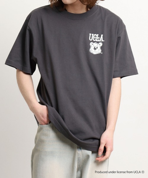 CALIFORNIA HAVE A NICE TIME !(カリフォルニアハブァナイスタイム)の「UCLA HEAVY WEIGHT T-SHIRT 厚手 6.6oz クルーネック ユニセックス コットン100% 半袖(Tシャツ/カットソー・メンズ・ホワイト/ブルーグレー/スミクロ・M/L/XL)」の3枚目の写真