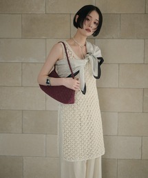 texture deep slit sleeveless tops /テクスチャーディープスリットノースリーブトップス