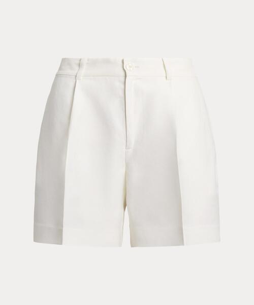 LAUREN RALPH LAUREN(ローレン ラルフ ローレン)の「プリーテッド リネンブレンド ツイル ショートパンツ(その他パンツ・レディース・ホワイト・0/00/2/4)」の2枚目の写真