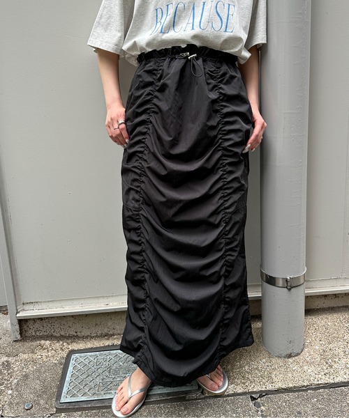 PILIT(ピリット)の「ギャザーナロースカート(スカート・レディース・アイボリー/ブラック・MEDIUM)」の2枚目の写真