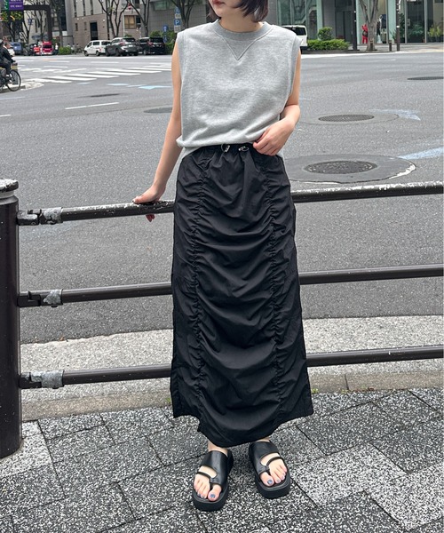 PILIT(ピリット)の「ギャザーナロースカート(スカート・レディース・アイボリー/ブラック・MEDIUM)」の3枚目の写真