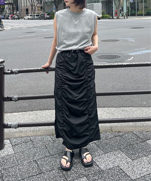 PILIT(ピリット)の「ギャザーナロースカート(スカート・レディース・アイボリー/ブラック・MEDIUM)」の4枚目の写真