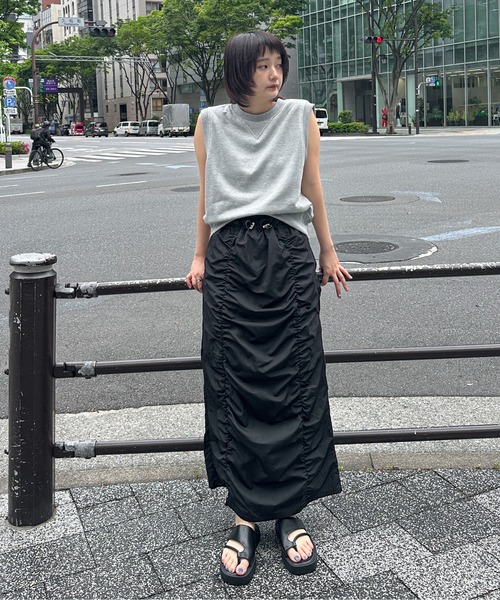 PILIT(ピリット)の「ギャザーナロースカート(スカート・レディース・アイボリー/ブラック・MEDIUM)」の5枚目の写真