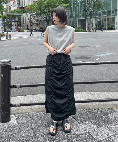PILIT(ピリット)の「ギャザーナロースカート(スカート・レディース・アイボリー/ブラック・MEDIUM)」の6枚目の写真
