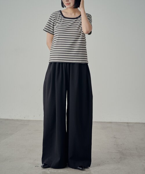 goocy(グーシー)の「マルチボーダー2WAYコンパクト半袖T(Tシャツ/カットソー・レディース・ブラック/ブラウン/グレー・FREE)」の9枚目の写真