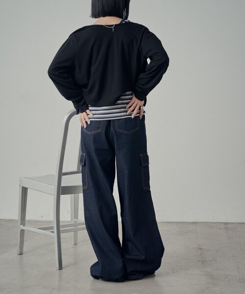 goocy(グーシー)の「マルチボーダー2WAYコンパクト半袖T(Tシャツ/カットソー・レディース・ブラック/ブラウン/グレー・FREE)」の21枚目の写真
