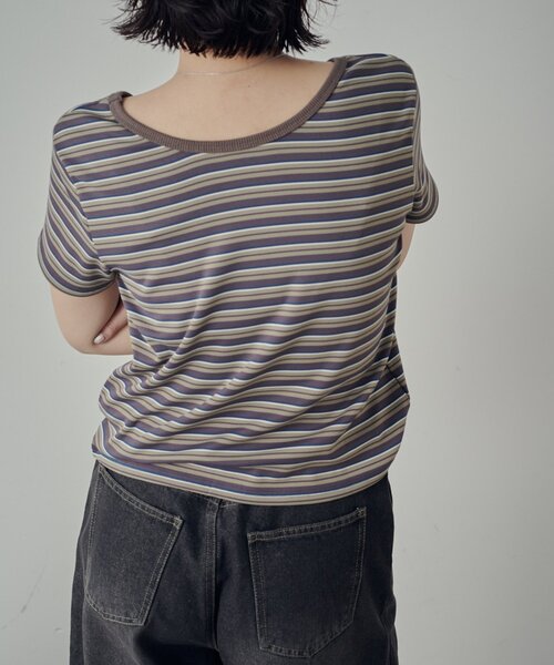 goocy(グーシー)の「マルチボーダー2WAYコンパクト半袖T(Tシャツ/カットソー・レディース・ブラック/ブラウン/グレー・FREE)」の20枚目の写真
