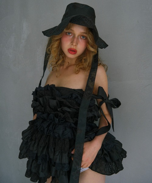 HONEY MI HONEY（ハニーミーハニー）の「cotton lace tiered camisole（キャミソール・レディース・ブラック/ホワイト/ピンク・FREE）」の17枚目の写真