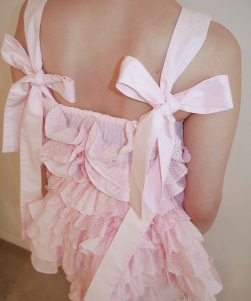 HONEY MI HONEY（ハニーミーハニー）の「cotton lace tiered camisole（キャミソール・レディース・ブラック/ホワイト/ピンク・FREE）」の5枚目の写真