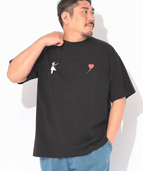 SAKAZEN(サカゼン)の「Tシャツ 半袖 メンズ 大きいサイズ ストレッチ クルーネック カットソー Girl with balloon BRANDALISED (ブランダライズド)(Tシャツ/カットソー・メンズ・ホワイト/ブラック・X1(3L~4L)/X2(4L~5L)/X3(6L~7L))」の13枚目の写真