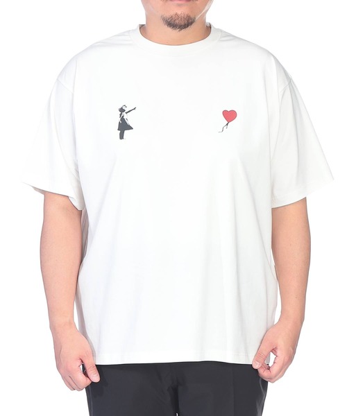 SAKAZEN(サカゼン)の「Tシャツ 半袖 メンズ 大きいサイズ ストレッチ クルーネック カットソー Girl with balloon BRANDALISED (ブランダライズド)(Tシャツ/カットソー・メンズ・ホワイト/ブラック・X1(3L~4L)/X2(4L~5L)/X3(6L~7L))」の19枚目の写真