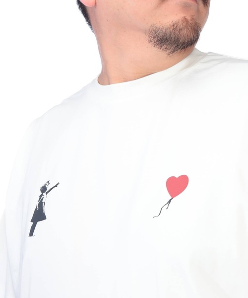 SAKAZEN(サカゼン)の「Tシャツ 半袖 メンズ 大きいサイズ ストレッチ クルーネック カットソー Girl with balloon BRANDALISED (ブランダライズド)(Tシャツ/カットソー・メンズ・ホワイト/ブラック・X1(3L~4L)/X2(4L~5L)/X3(6L~7L))」の22枚目の写真