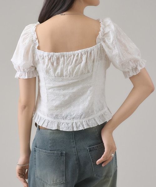 apres jour mignon(アプレジュールミニョン)の「2WAYレースブラウス(その他トップス・レディース・ブラック/オフホワイト/ネイビー・LARGE/フリー)」の12枚目の写真