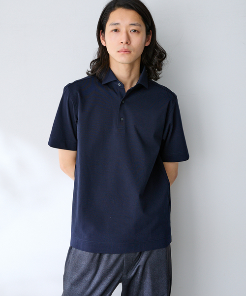 B.C STOCK(ベーセーストック)の「MULTI FUNCTION 32G PONTE S/S ポロシャツ(ポロシャツ・メンズ・ホワイト/ブラック/ネイビー・SMALL/MEDIUM/LARGE/X-LARGE)」の3枚目の写真
