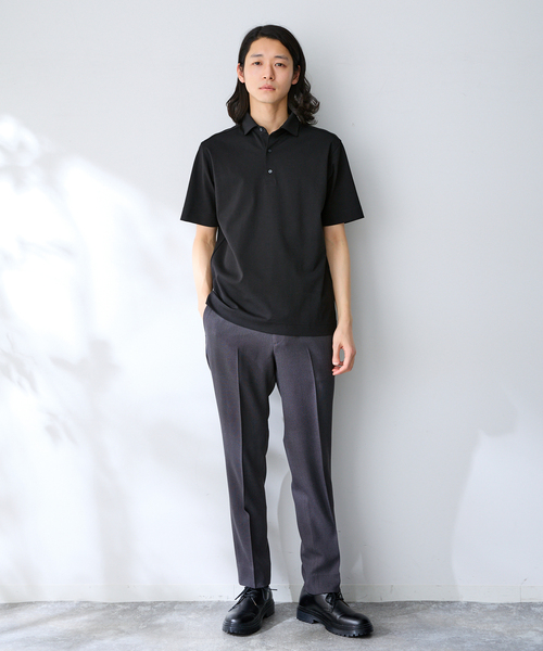 B.C STOCK(ベーセーストック)の「MULTI FUNCTION 32G PONTE S/S ポロシャツ(ポロシャツ・メンズ・ホワイト/ブラック/ネイビー・SMALL/MEDIUM/LARGE/X-LARGE)」の4枚目の写真