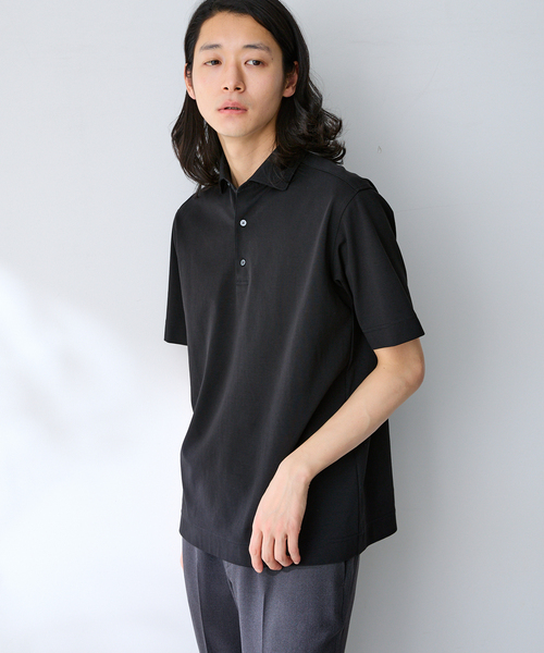 B.C STOCK(ベーセーストック)の「MULTI FUNCTION 32G PONTE S/S ポロシャツ(ポロシャツ・メンズ・ホワイト/ブラック/ネイビー・SMALL/MEDIUM/LARGE/X-LARGE)」の5枚目の写真