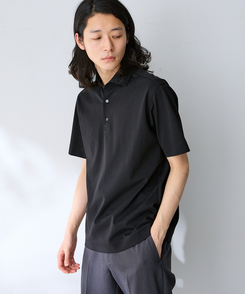 B.C STOCK(ベーセーストック)の「MULTI FUNCTION 32G PONTE S/S ポロシャツ(ポロシャツ・メンズ・ホワイト/ブラック/ネイビー・SMALL/MEDIUM/LARGE/X-LARGE)」の6枚目の写真