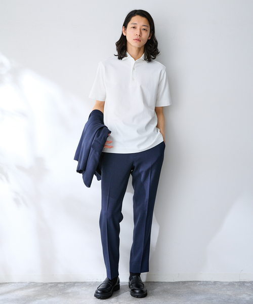 B.C STOCK(ベーセーストック)の「MULTI FUNCTION 32G PONTE S/S ポロシャツ(ポロシャツ・メンズ・ホワイト/ブラック/ネイビー・SMALL/MEDIUM/LARGE/X-LARGE)」の8枚目の写真