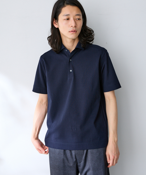 B.C STOCK(ベーセーストック)の「MULTI FUNCTION 32G PONTE S/S ポロシャツ(ポロシャツ・メンズ・ホワイト/ブラック/ネイビー・SMALL/MEDIUM/LARGE/X-LARGE)」の16枚目の写真