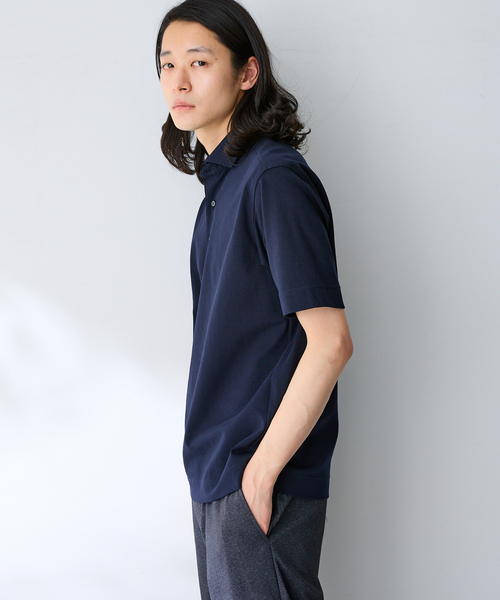 B.C STOCK(ベーセーストック)の「MULTI FUNCTION 32G PONTE S/S ポロシャツ(ポロシャツ・メンズ・ホワイト/ブラック/ネイビー・SMALL/MEDIUM/LARGE/X-LARGE)」の17枚目の写真