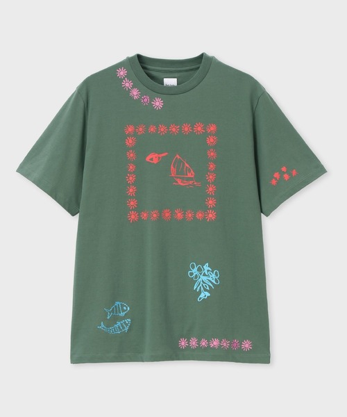 Paul Smith(ポールスミス)の「"Nostalgic Summer" 半袖Tシャツ / 163664 919T(Tシャツ/カットソー・メンズ・ベージュ/グリーン・X-LARGE/MEDIUM/LARGE)」の1枚目の写真