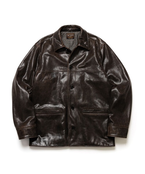 MR.OLIVE(ミスターオリーブ)の「VINTAGE CRACK GOAT LEATHER / PATINA CAR COAT /M263115(カバーオール・メンズ・ブラウン・SMALL/LARGE/MEDIUM)」の10枚目の写真
