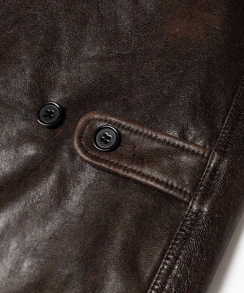 MR.OLIVE(ミスターオリーブ)の「VINTAGE CRACK GOAT LEATHER / PATINA CAR COAT /M263115(カバーオール・メンズ・ブラウン・SMALL/LARGE/MEDIUM)」の15枚目の写真