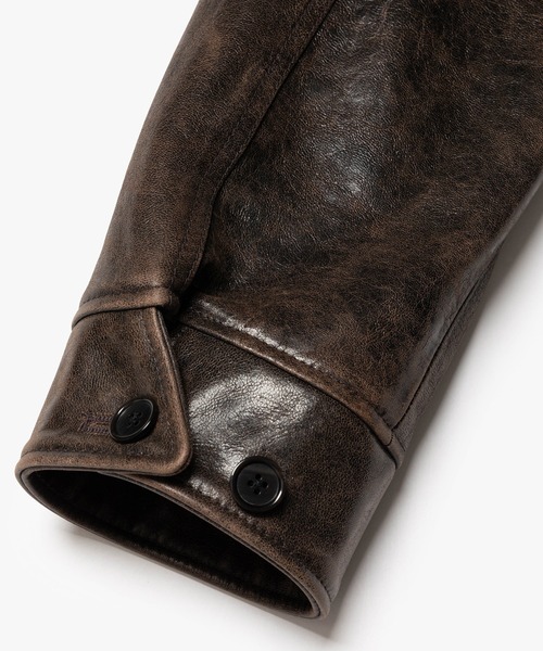 MR.OLIVE(ミスターオリーブ)の「VINTAGE CRACK GOAT LEATHER / PATINA CAR COAT /M263115(カバーオール・メンズ・ブラウン・SMALL/LARGE/MEDIUM)」の16枚目の写真