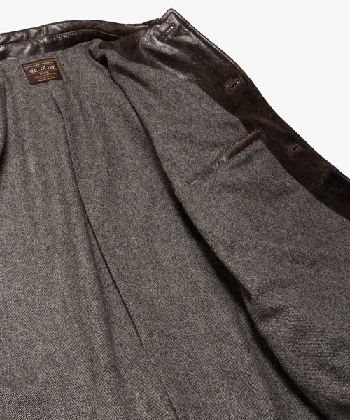 MR.OLIVE(ミスターオリーブ)の「VINTAGE CRACK GOAT LEATHER / PATINA CAR COAT /M263115(カバーオール・メンズ・ブラウン・SMALL/LARGE/MEDIUM)」の18枚目の写真