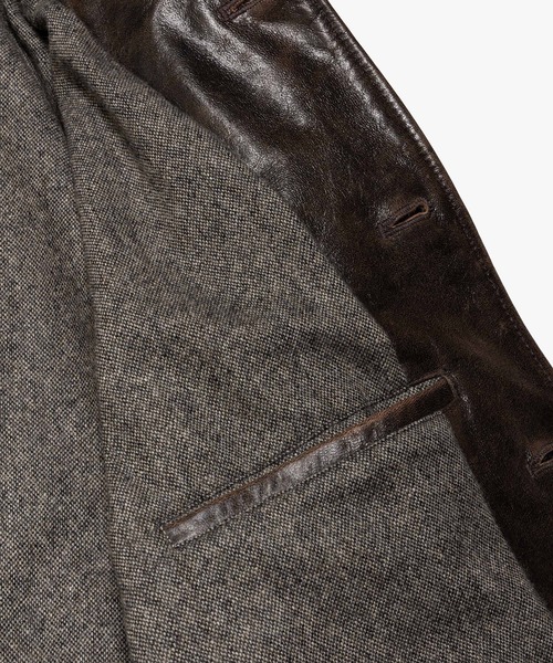 MR.OLIVE(ミスターオリーブ)の「VINTAGE CRACK GOAT LEATHER / PATINA CAR COAT /M263115(カバーオール・メンズ・ブラウン・SMALL/LARGE/MEDIUM)」の19枚目の写真