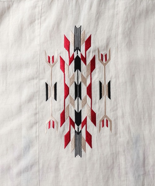 HOUSTON(ヒューストン)の「HOUSTON ヒューストン LINEN CHIMAYO SHIRT リネン チマヨ柄 刺繍 オープンカラー 開襟シャツ(シャツ/ブラウス・メンズ・チャコール/オリーブ/オフホワイト・L/M/XL)」の12枚目の写真