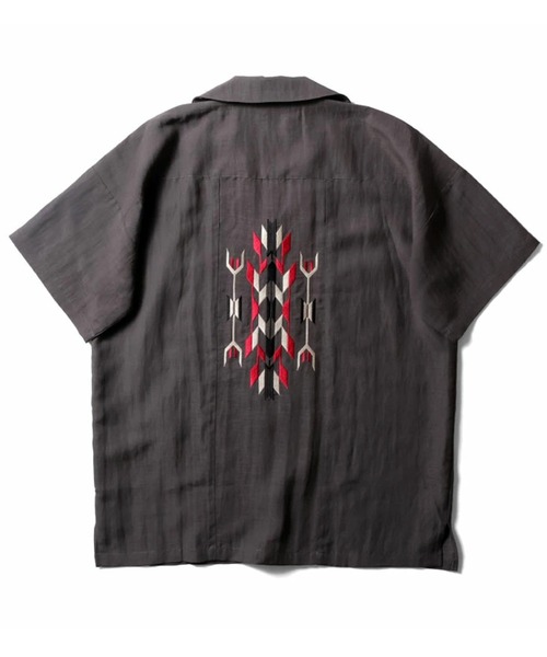 HOUSTON(ヒューストン)の「HOUSTON ヒューストン LINEN CHIMAYO SHIRT リネン チマヨ柄 刺繍 オープンカラー 開襟シャツ(シャツ/ブラウス・メンズ・チャコール/オリーブ/オフホワイト・L/M/XL)」の8枚目の写真