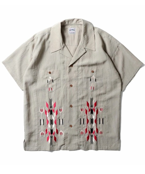 HOUSTON(ヒューストン)の「HOUSTON ヒューストン LINEN CHIMAYO SHIRT リネン チマヨ柄 刺繍 オープンカラー 開襟シャツ(シャツ/ブラウス・メンズ・チャコール/オリーブ/オフホワイト・L/M/XL)」の9枚目の写真