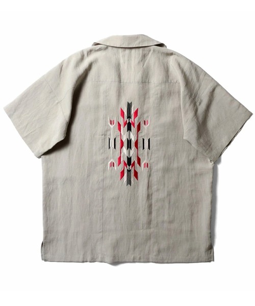 HOUSTON(ヒューストン)の「HOUSTON ヒューストン LINEN CHIMAYO SHIRT リネン チマヨ柄 刺繍 オープンカラー 開襟シャツ(シャツ/ブラウス・メンズ・チャコール/オリーブ/オフホワイト・L/M/XL)」の10枚目の写真