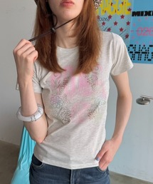 ラインストーンカレッジロゴTシャツ